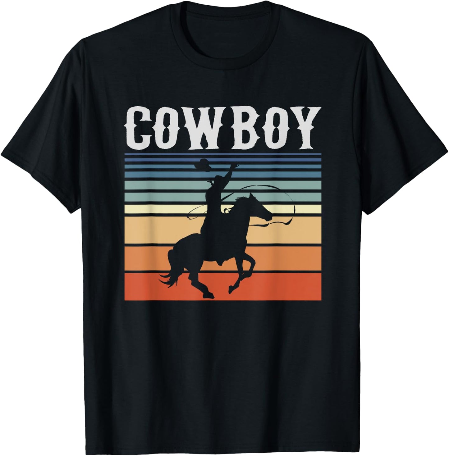 Retro Rodeo Western Bull Riding Line Dance Horse Cowboy T-Shirt - T-Shirt | Black