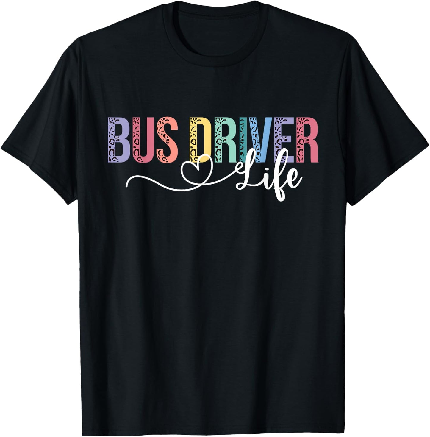 Cute Bus Driver Life Leopard Print Back To School Gift Women T-Shirt - T-Shirt | Black