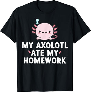 My Axolotl Ate My Homework Cute kawaii Kids Gift Boys Girls T-Shirt - T-Shirt | Black