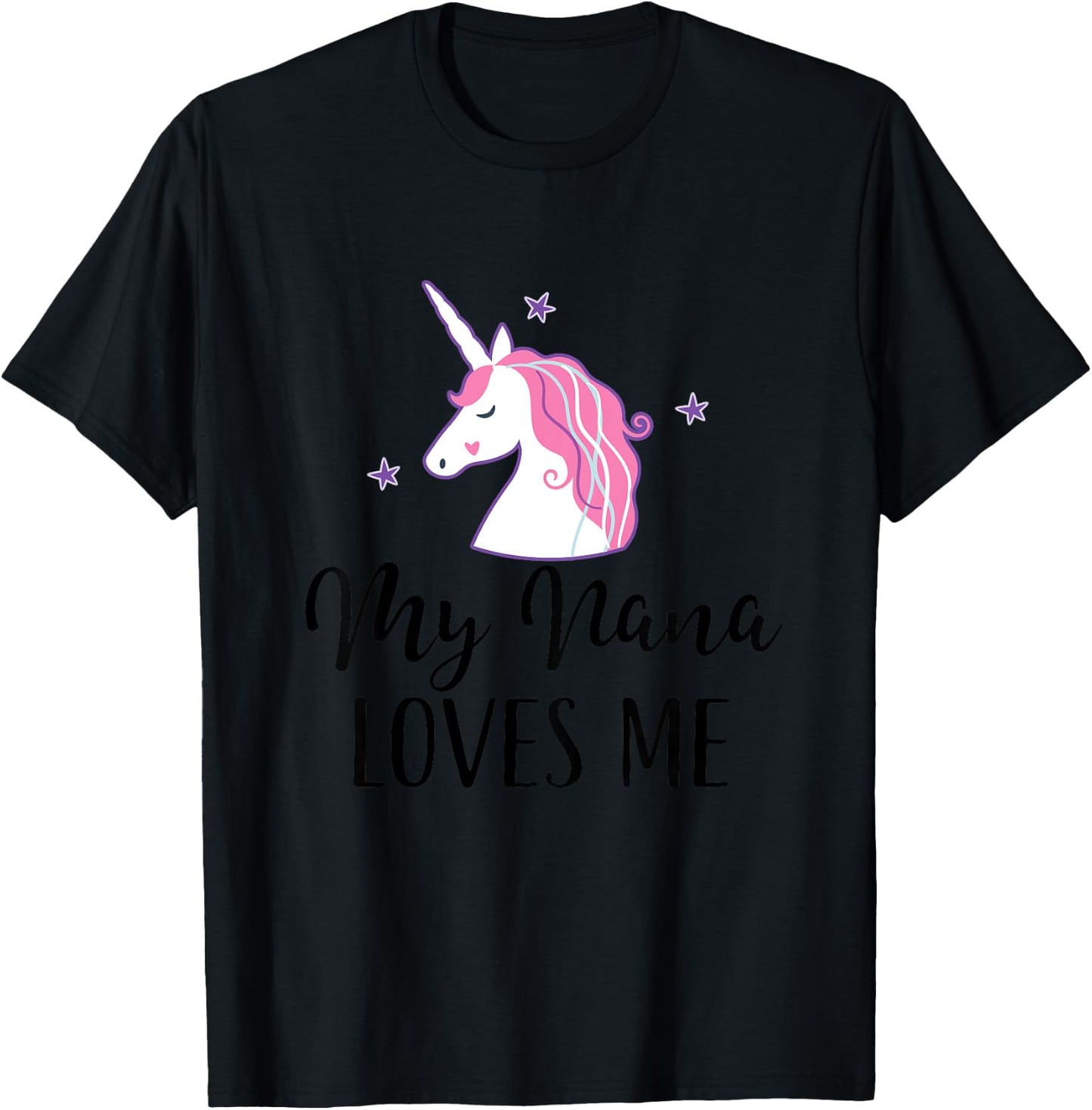 My Nana Loves Me Girl Unicorn T-Shirt - T-Shirt | Black
