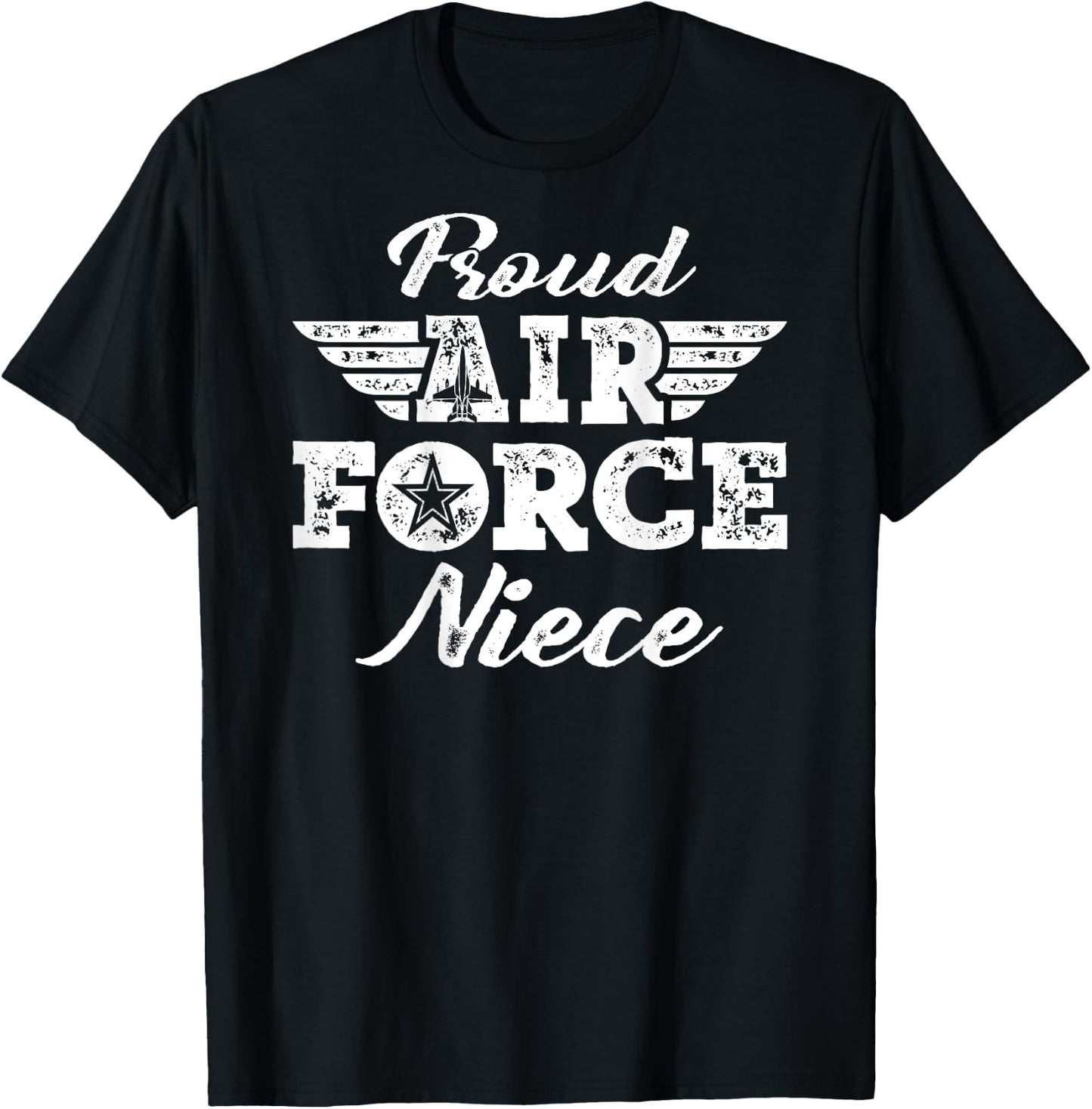 Proud US Air Force Niece - Wings Pride Military Family Gifts T-Shirt - T-Shirt | Black