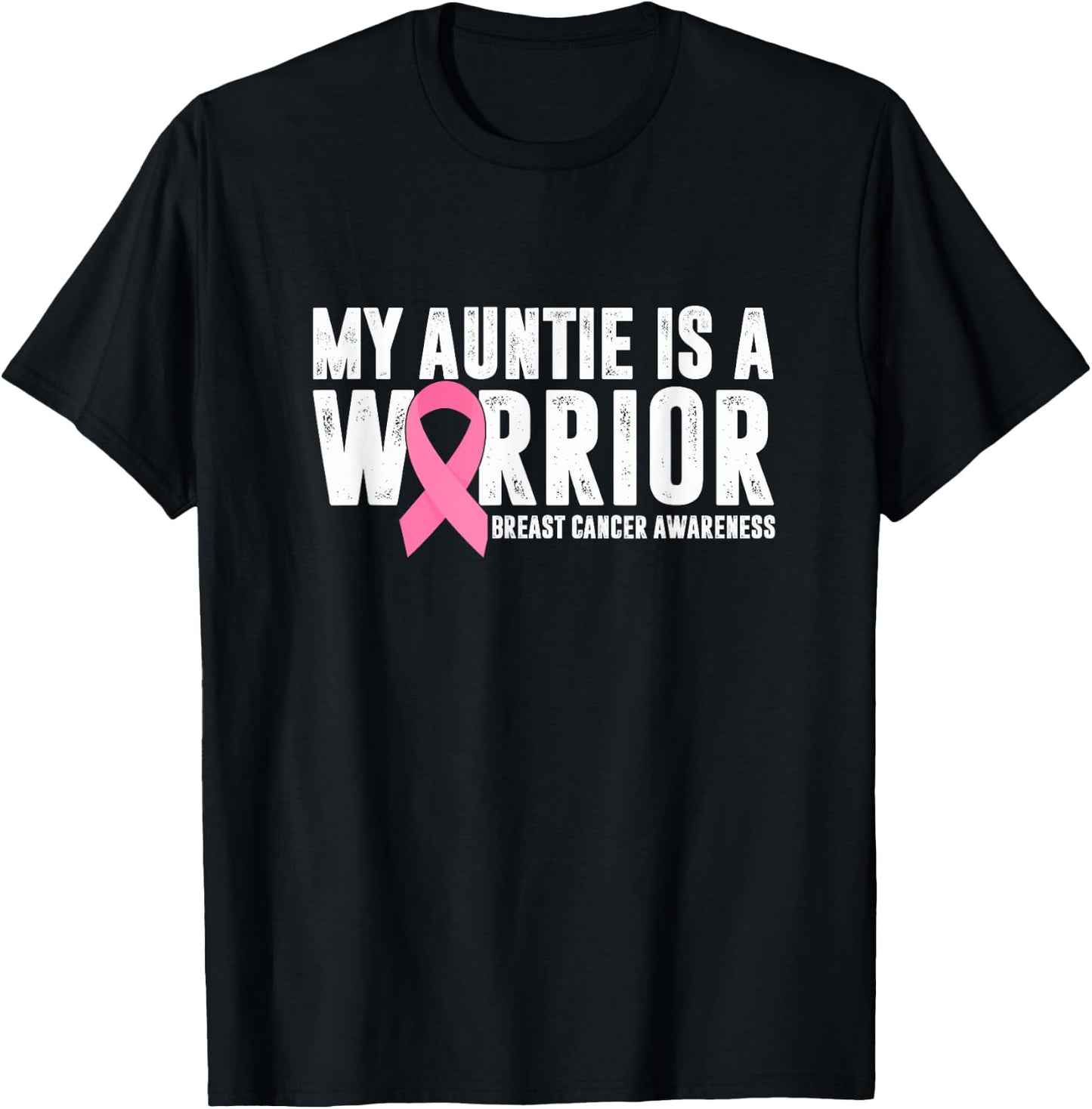 My Auntie Is A Warrior Breast Cancer Awareness Support Squad T-Shirt - T-Shirt | Black