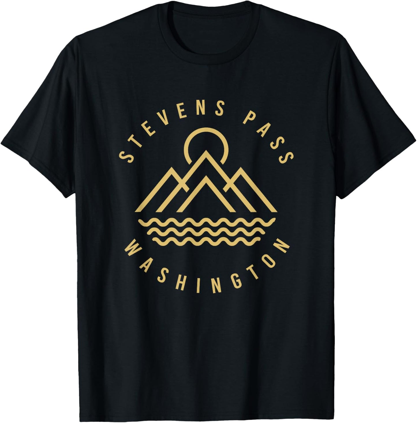 Stevens Pass Mountains Washington Hiking Outdoors Minimal T-Shirt - T-Shirt | Black