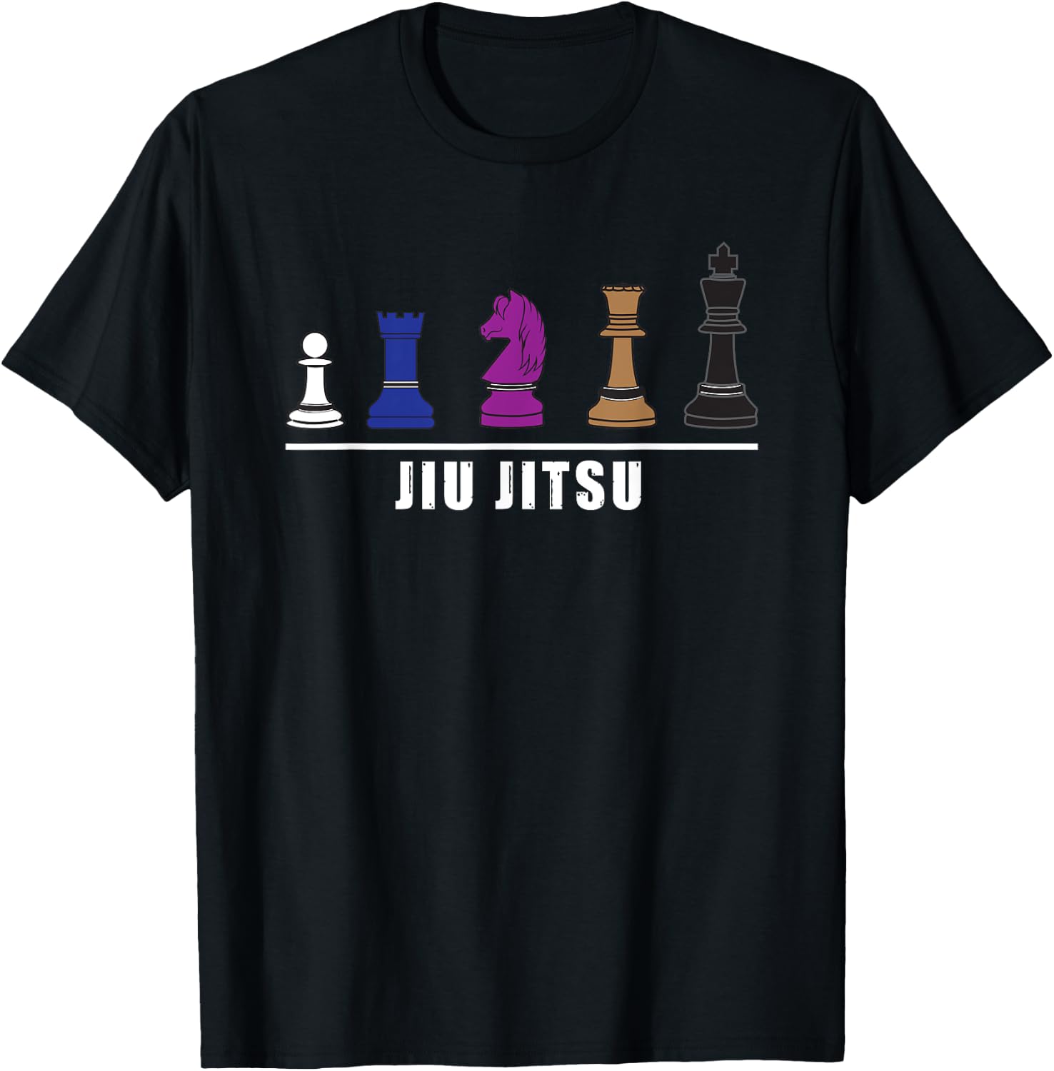 Funny BJJ Brazilian Jiu Jitsu Chess Belt Fighter MMA Gifts T-Shirt - T-Shirt | Black