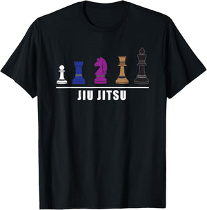 Funny BJJ Brazilian Jiu Jitsu Chess Belt Fighter MMA Gifts T-Shirt - T-Shirt | Black