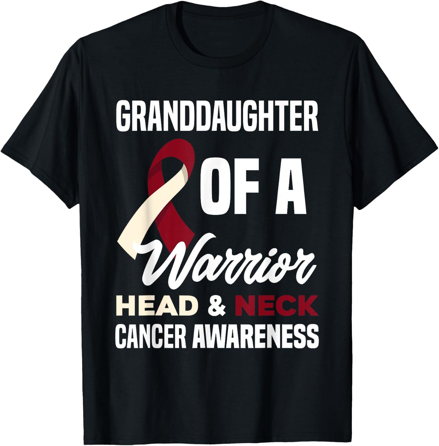 Proud Granddaughter Of A Warrior Head Neck Cancer Awareness T-Shirt - T-Shirt | Black