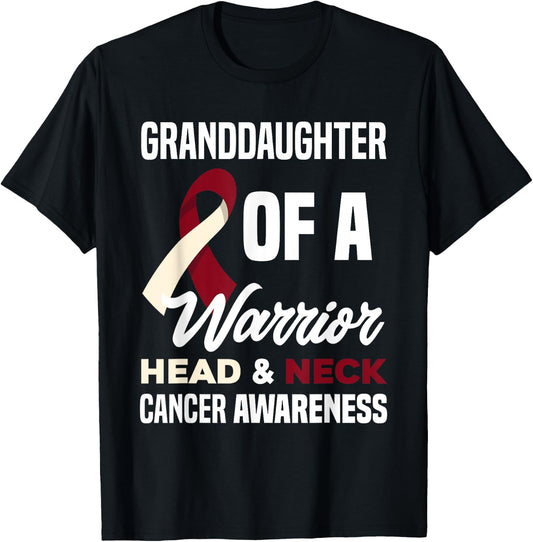 Proud Granddaughter Of A Warrior Head Neck Cancer Awareness T-Shirt - T-Shirt | Black