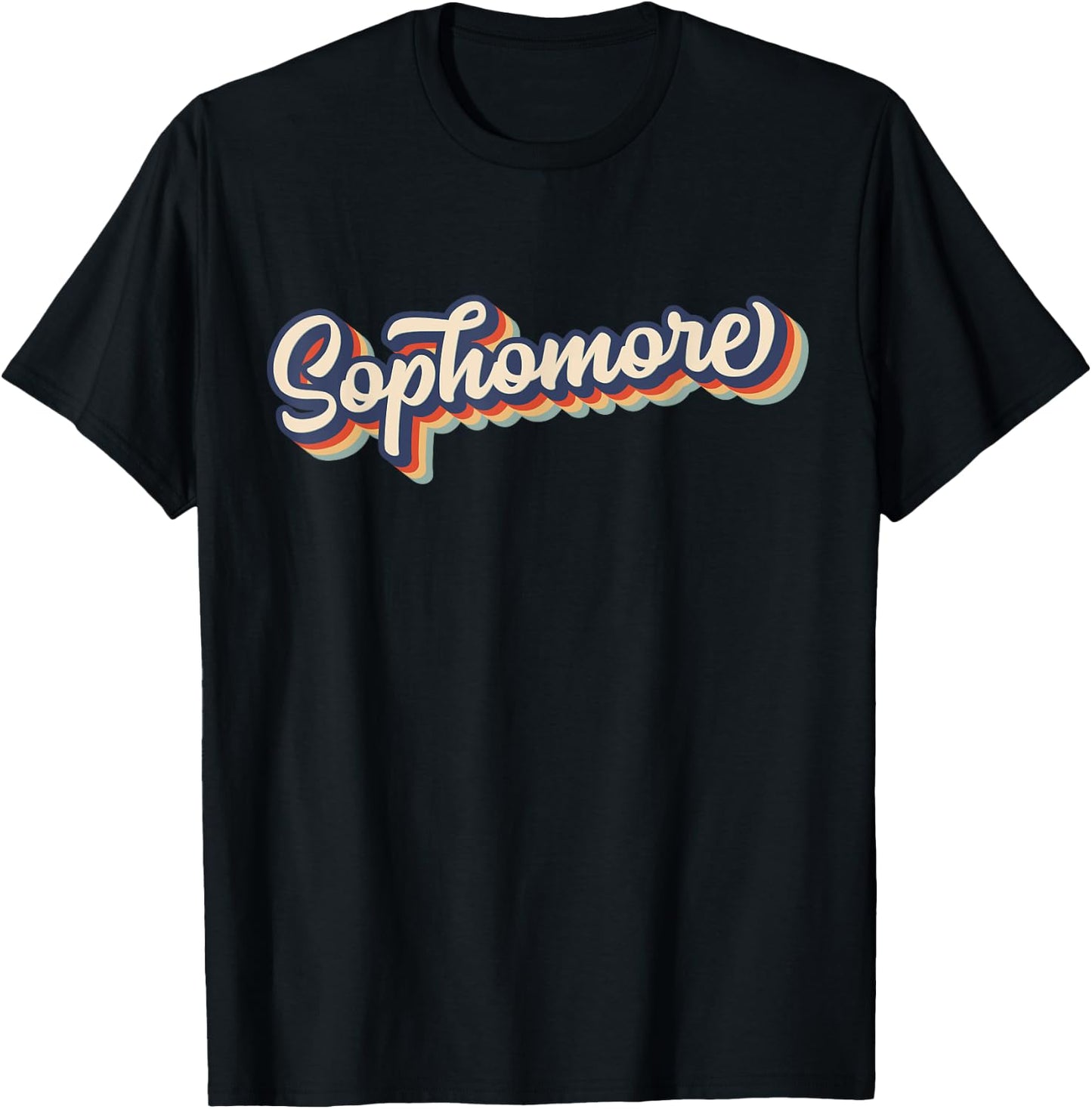 Sophomore Shirt Retro Stripe Grade 10 Sophomore T-Shirt - T-Shirt | Black