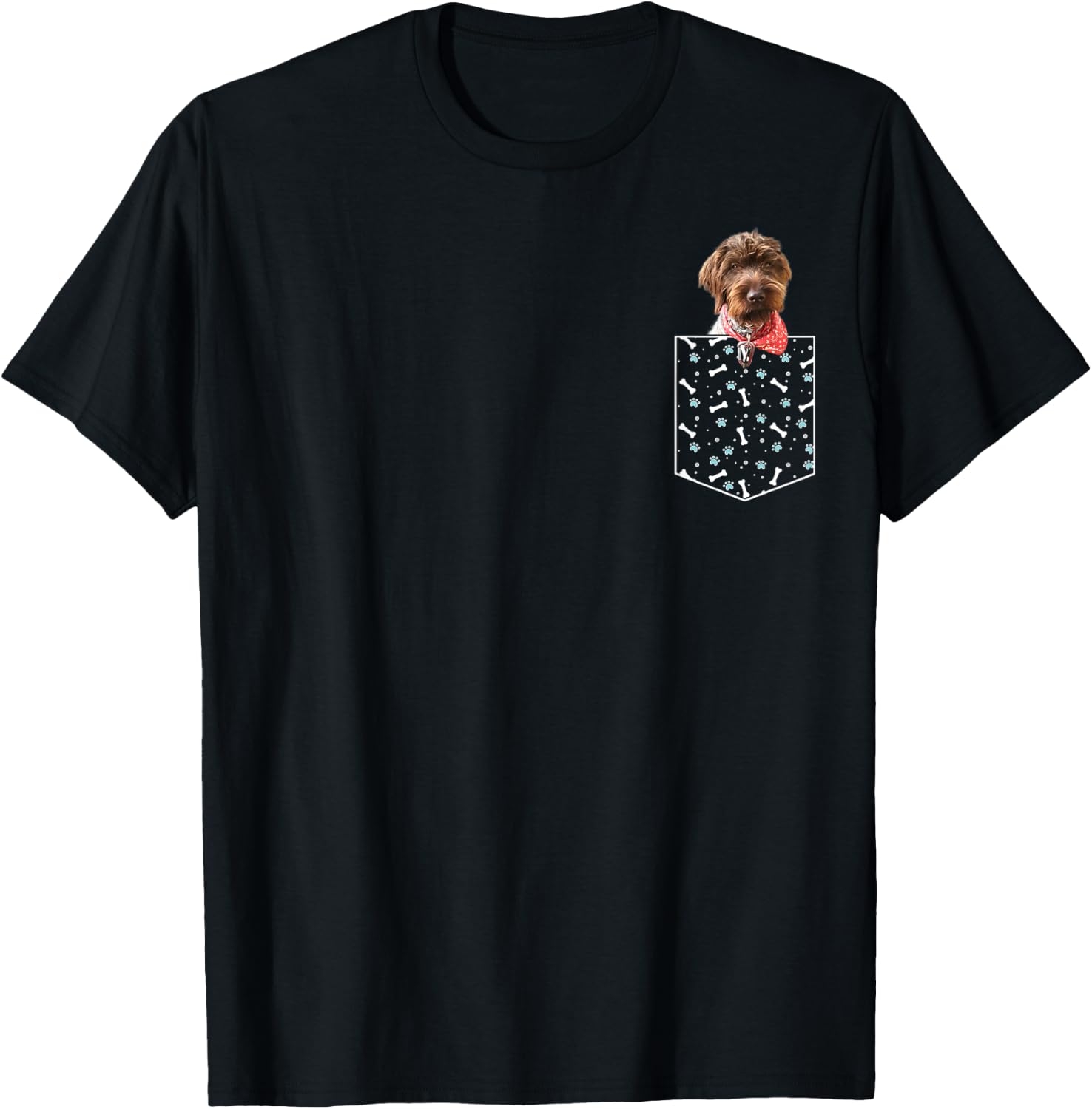 Labradoodle, Dog in a Pocket, Bones & Paws Men Women Kids T-Shirt - T-Shirt | Black