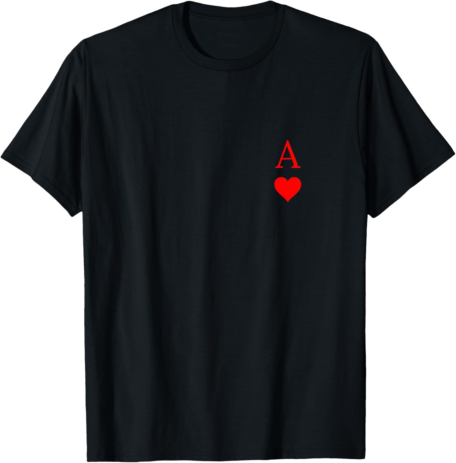 Ace of Hearts Playing Card Symbol and Letter T-Shirt - T-Shirt | Black