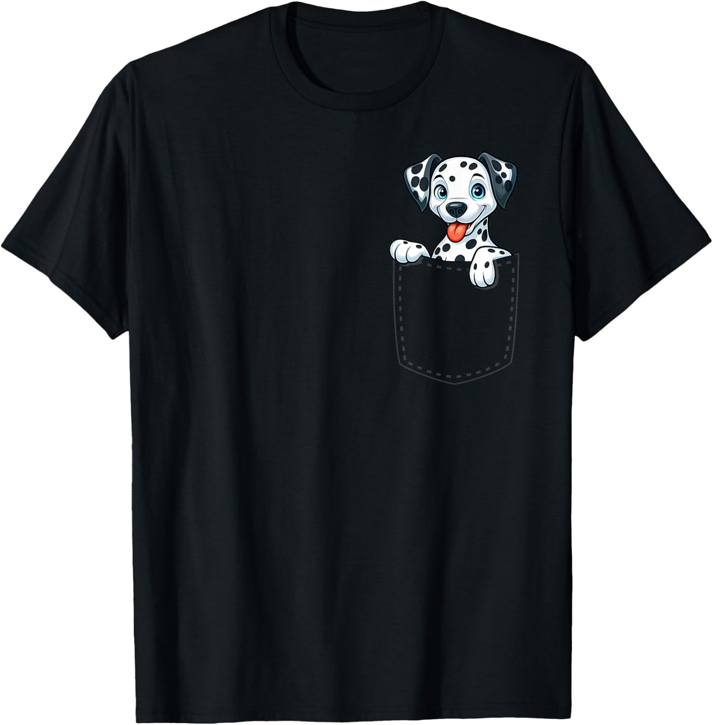 Playful Dalmatian in Pocket for Kids, Boys, Girls, Women T-Shirt - T-Shirt | Black