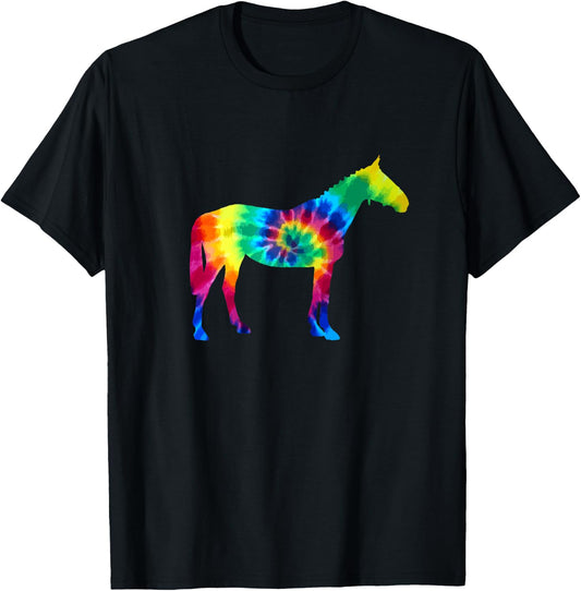 Horse Tie Dye Vintage Hippie Riding Rider Horses T-Shirt - T-Shirt | Black