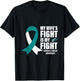 Husband Cancer Support Men Gift Cervical Cancer Awareness T-Shirt - T-Shirt | Black