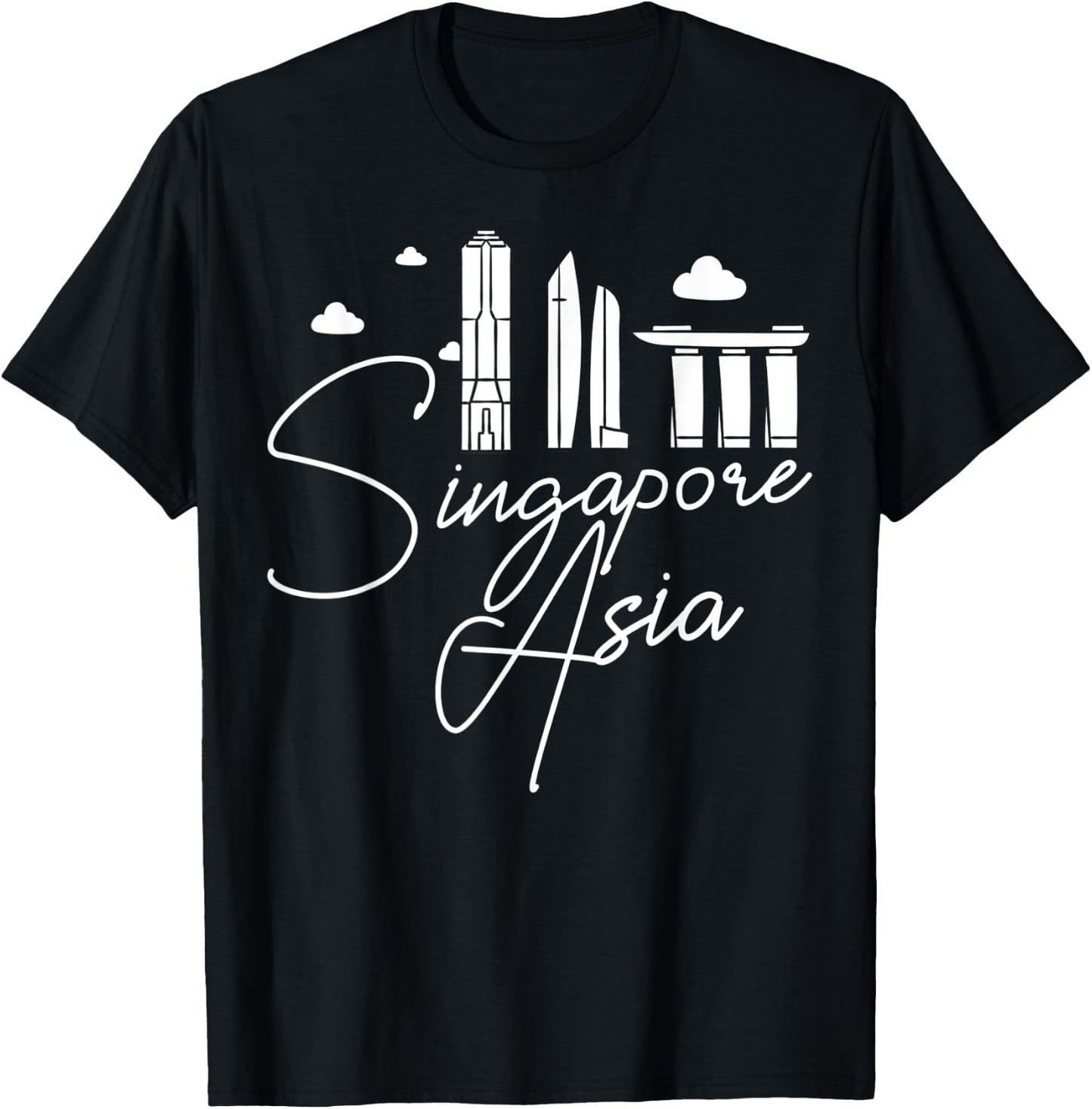Singapore Asia City Skyline Map Travel T-Shirt - T-Shirt | Black