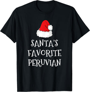 Santa's Favorite Peruvian Christmas Hat Funny Xmas Peru T-Shirt - T-Shirt | Black