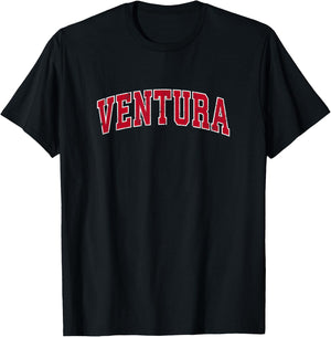 Ventura California CA Vintage Sports Design Red Design T-Shirt - T-Shirt | Black