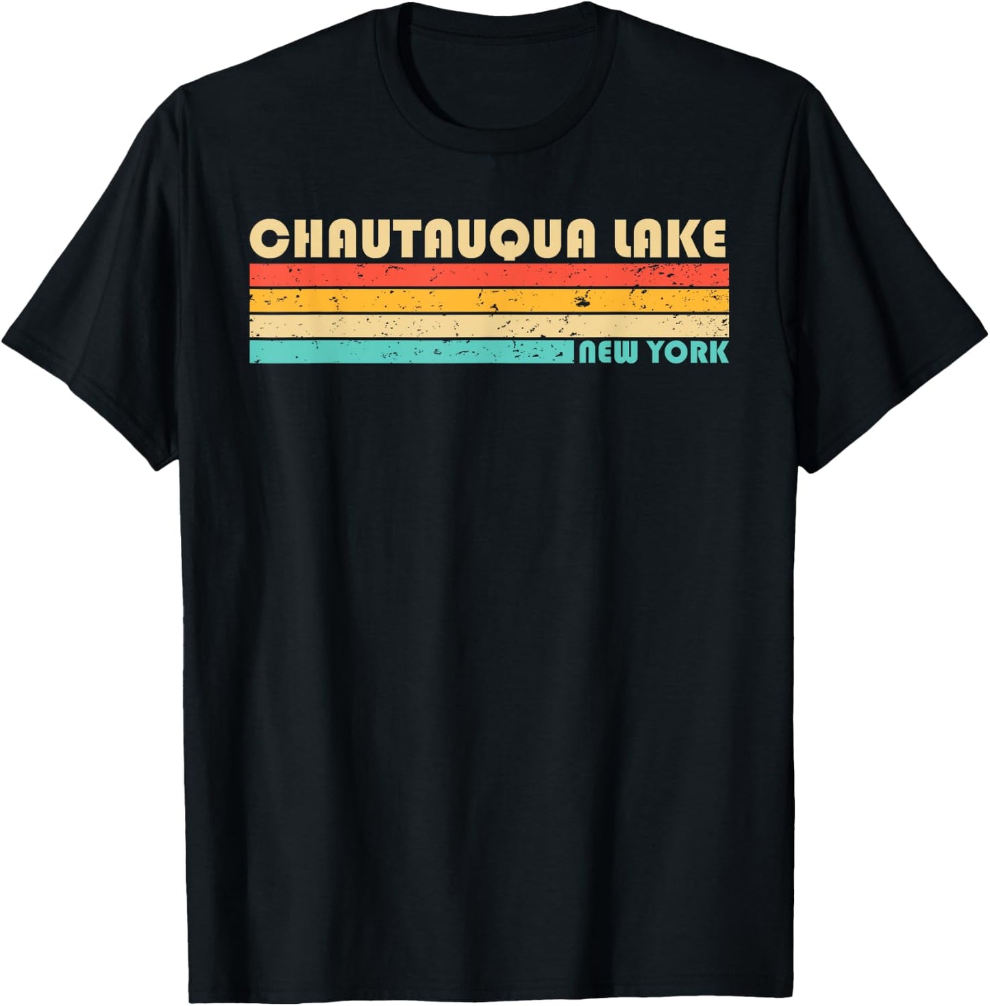 CHAUTAUQUA LAKE NEW YORK Funny Fishing Camping Summer T-Shirt - T-Shirt | Black