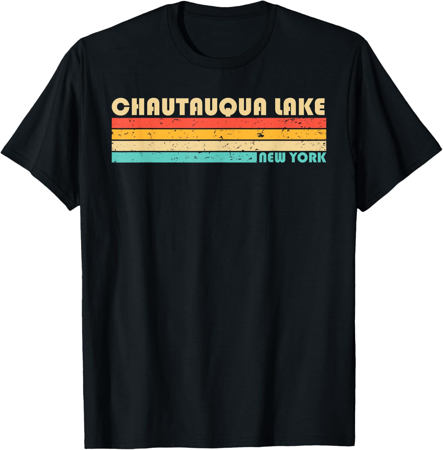 CHAUTAUQUA LAKE NEW YORK Funny Fishing Camping Summer T-Shirt - T-Shirt | Black
