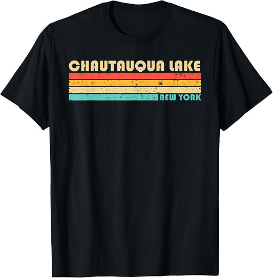 CHAUTAUQUA LAKE NEW YORK Funny Fishing Camping Summer T-Shirt - T-Shirt | Black
