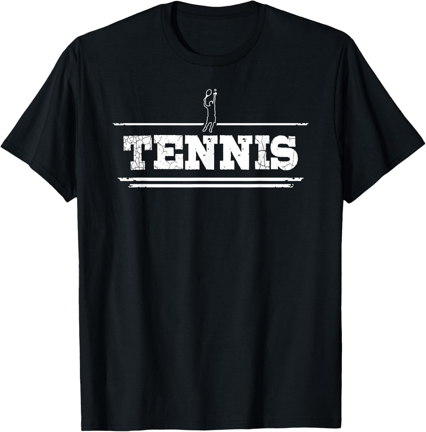 Distressed Look Tennis Gift Tennis Players T-Shirt - T-Shirt | Black