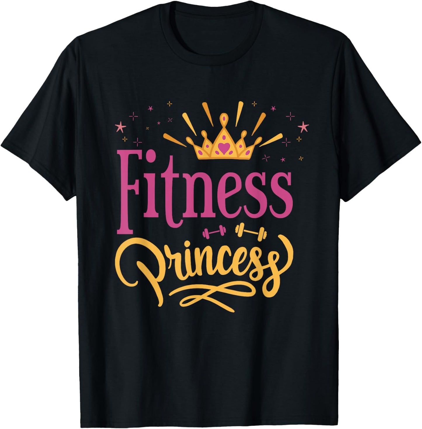 Cute Fitness Princess Girl's With Crown Workout Bodybuilding T-Shirt - T-Shirt | Black