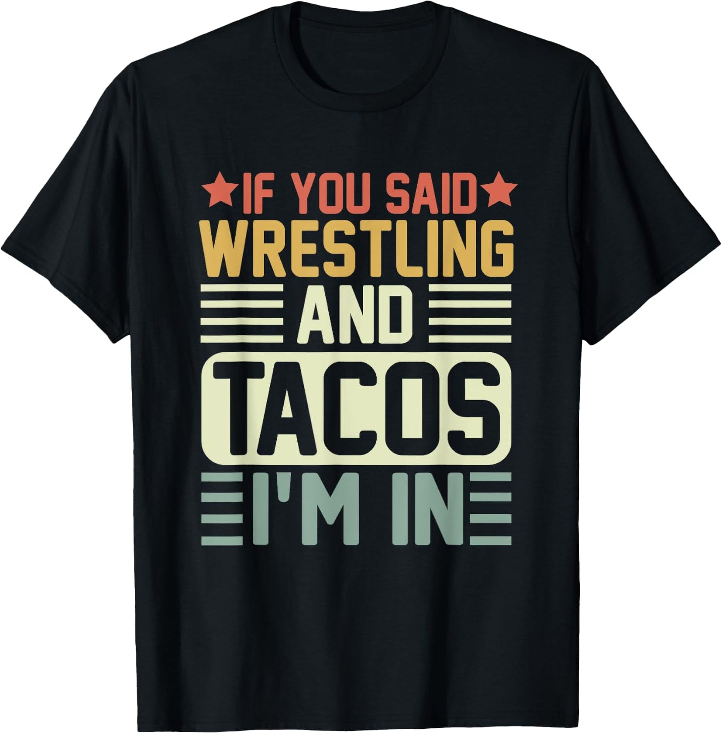 Vintage Funny Wrestling And Tacos Novelty Sports T-Shirt - T-Shirt | Black
