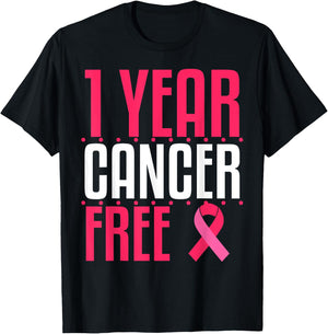 1 Year Cancer Free Remission Breast Leukemia Colon Survivor T-Shirt - T-Shirt | Black