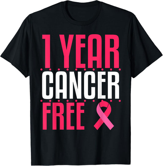 1 Year Cancer Free Remission Breast Leukemia Colon Survivor T-Shirt - T-Shirt | Black