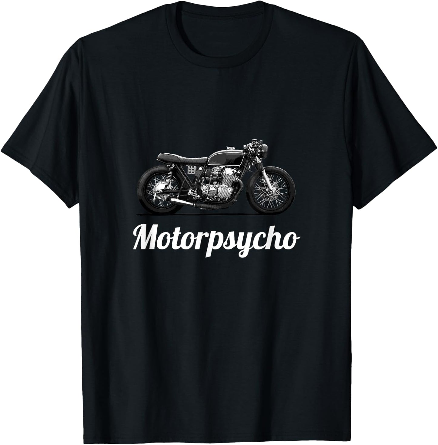 Motorpsycho Vintage Cafe Racer Motorcycle Gift T-Shirt - T-Shirt | Black