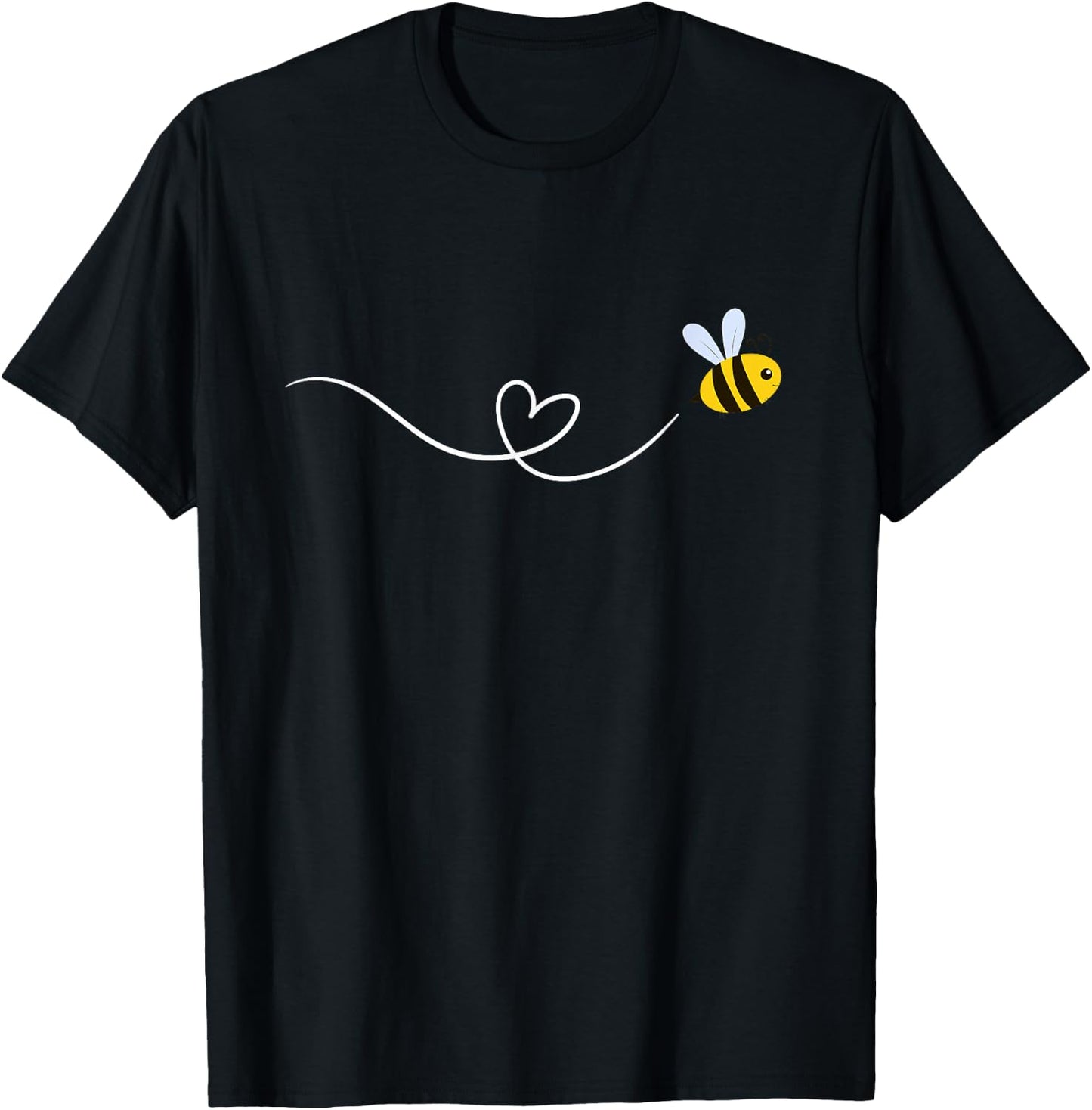Bee Minimalist Art Line T-Shirt - T-Shirt | Black