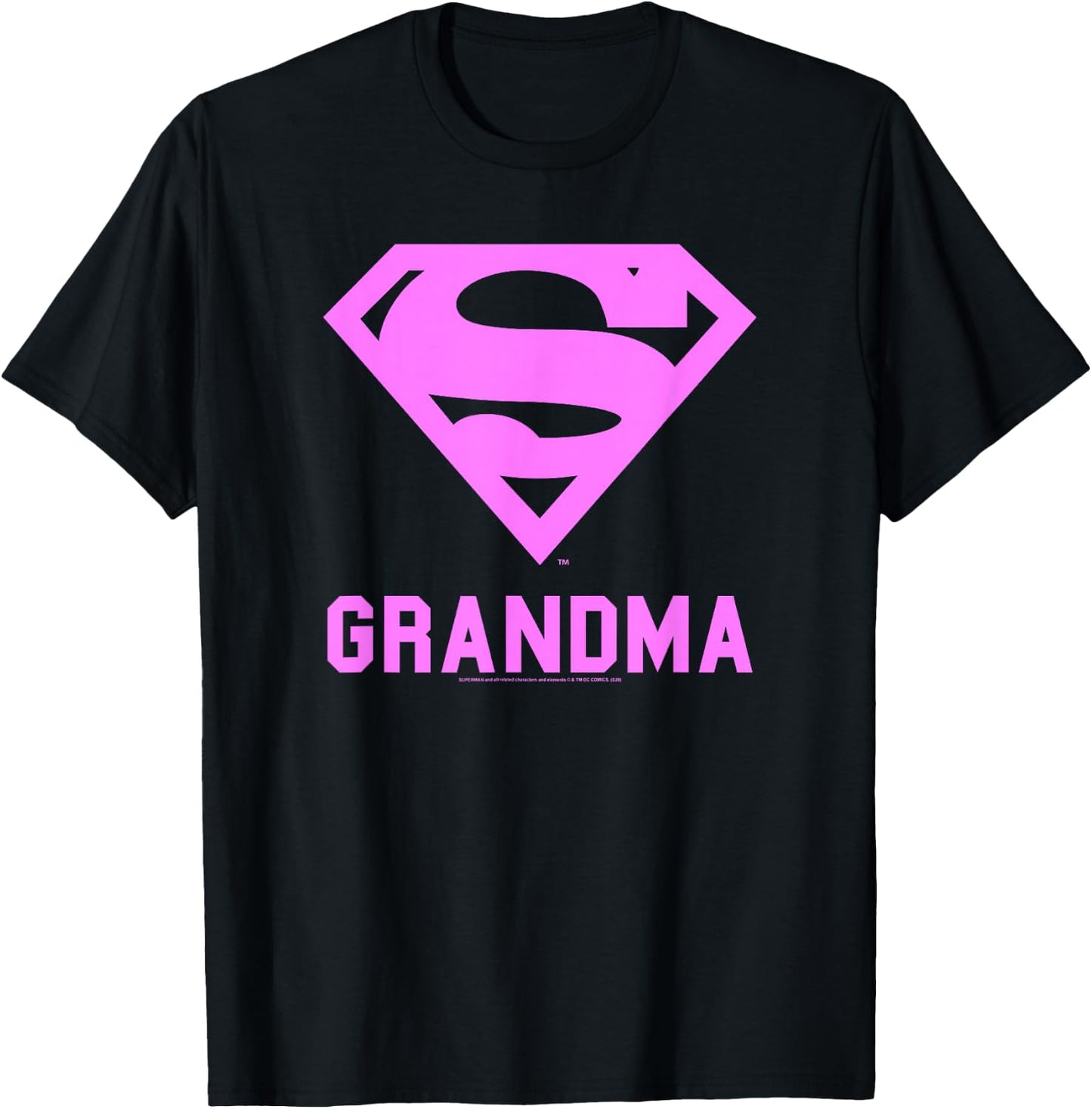 DC Comics Superman Pink Super Grandma Chest Logo T-Shirt - T-Shirt | Black