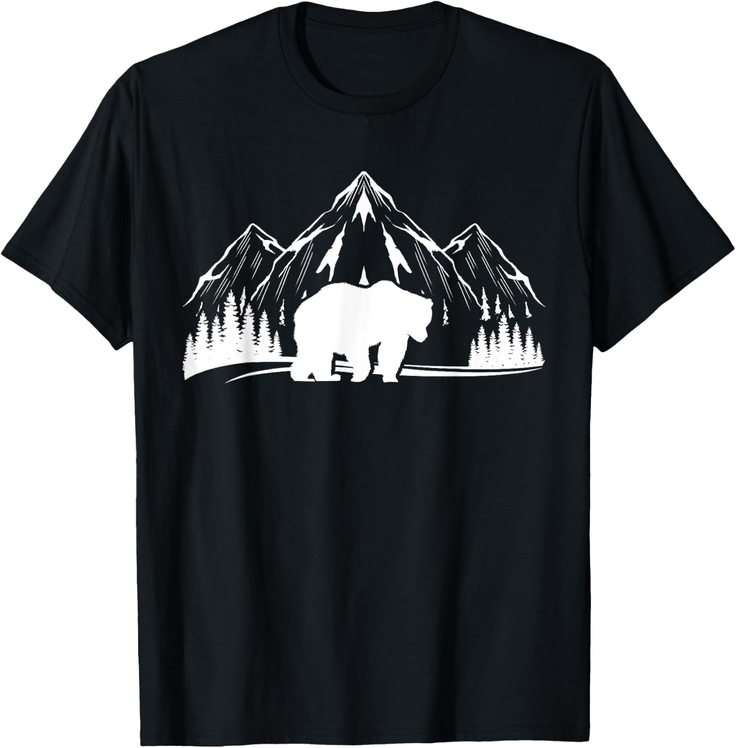 Wildlife Animal Bear Nature Trees Outdoor Mountains Forest T-Shirt - T-Shirt | Black