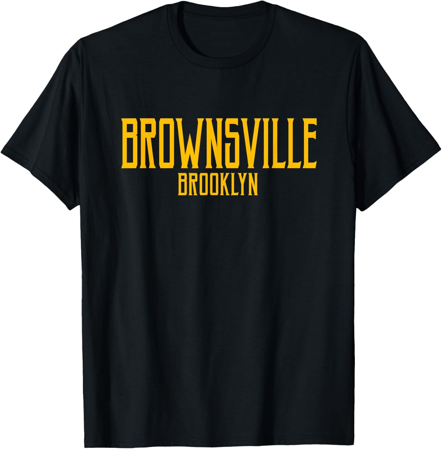 Brownsville Brooklyn Text Amber Print T-Shirt - T-Shirt | Black