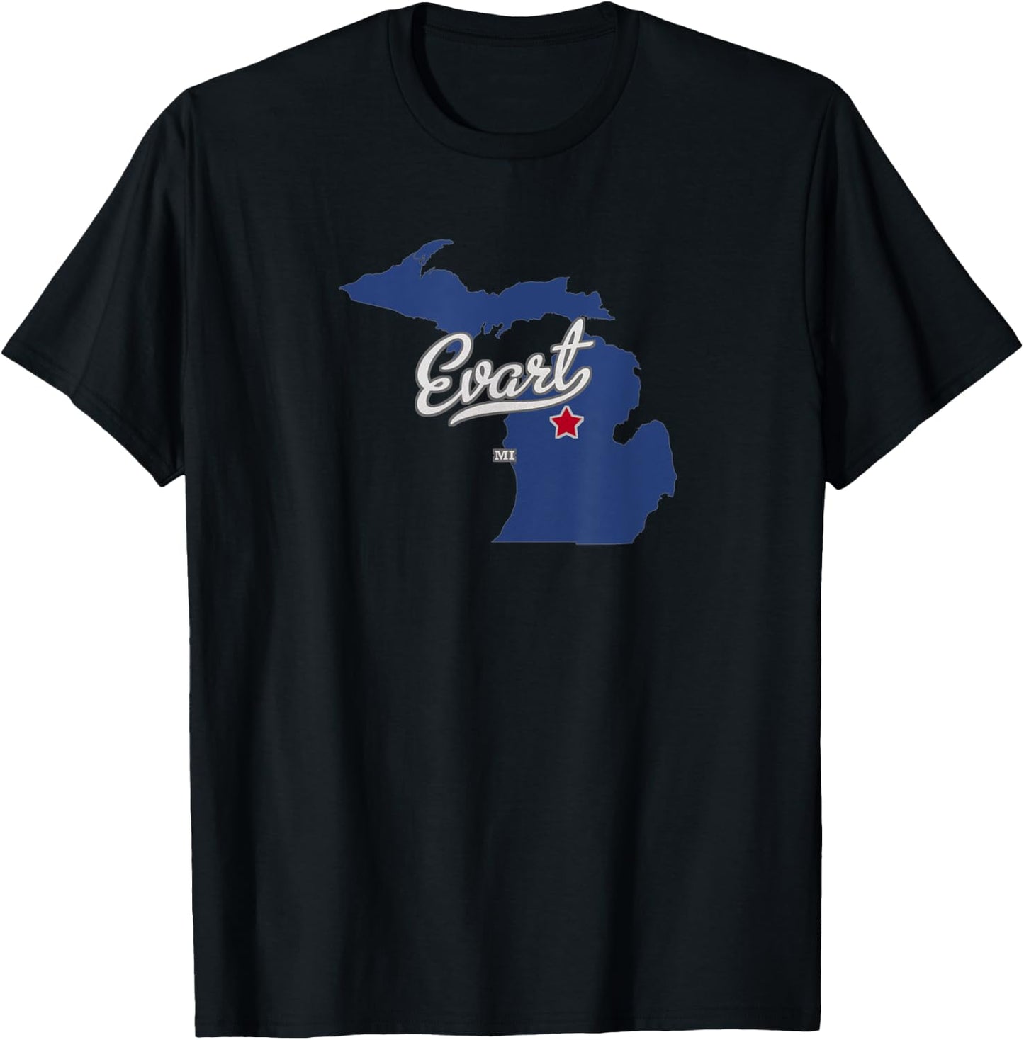 Evart Michigan MI Map T-Shirt - T-Shirt | Black