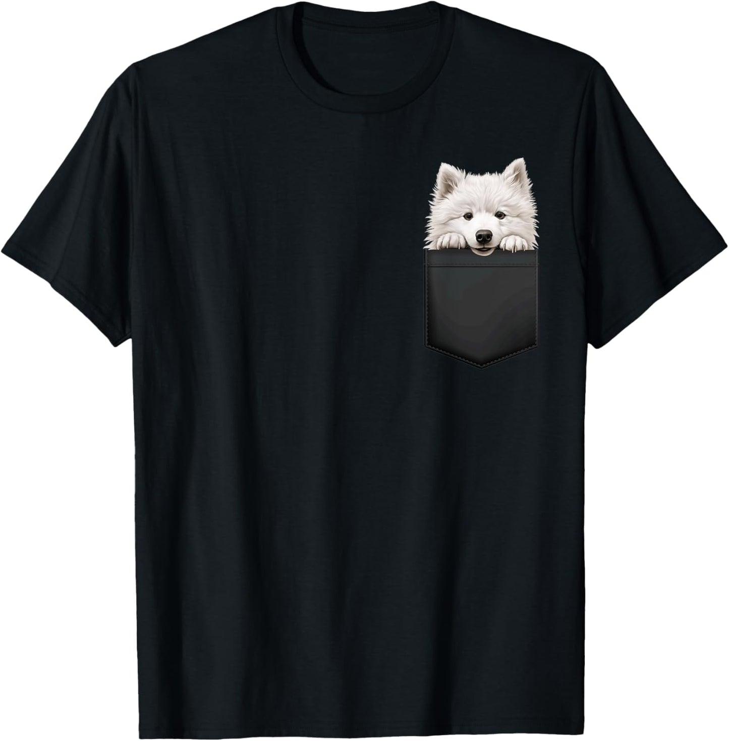 Funny Samoyed Puppy Dog In Pocket Cute Pet Lover T-Shirt - T-Shirt | Black