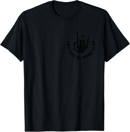 Anti Social Moms Club Groovy Funny Mom Life Mama Anxiety T-Shirt - T-Shirt | Black