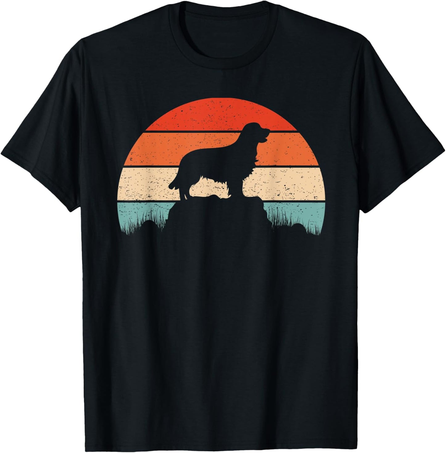 Golden Retriever Dog Retro Vintage Sunset Gift Men T-Shirt - T-Shirt | Black