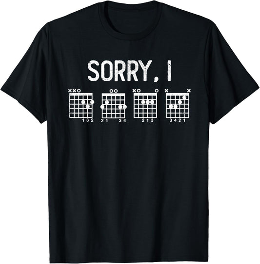 Vintage Sorry I D.G.A.F. Funny Message hidden Guitar Chords T-Shirt - T-Shirt | Black