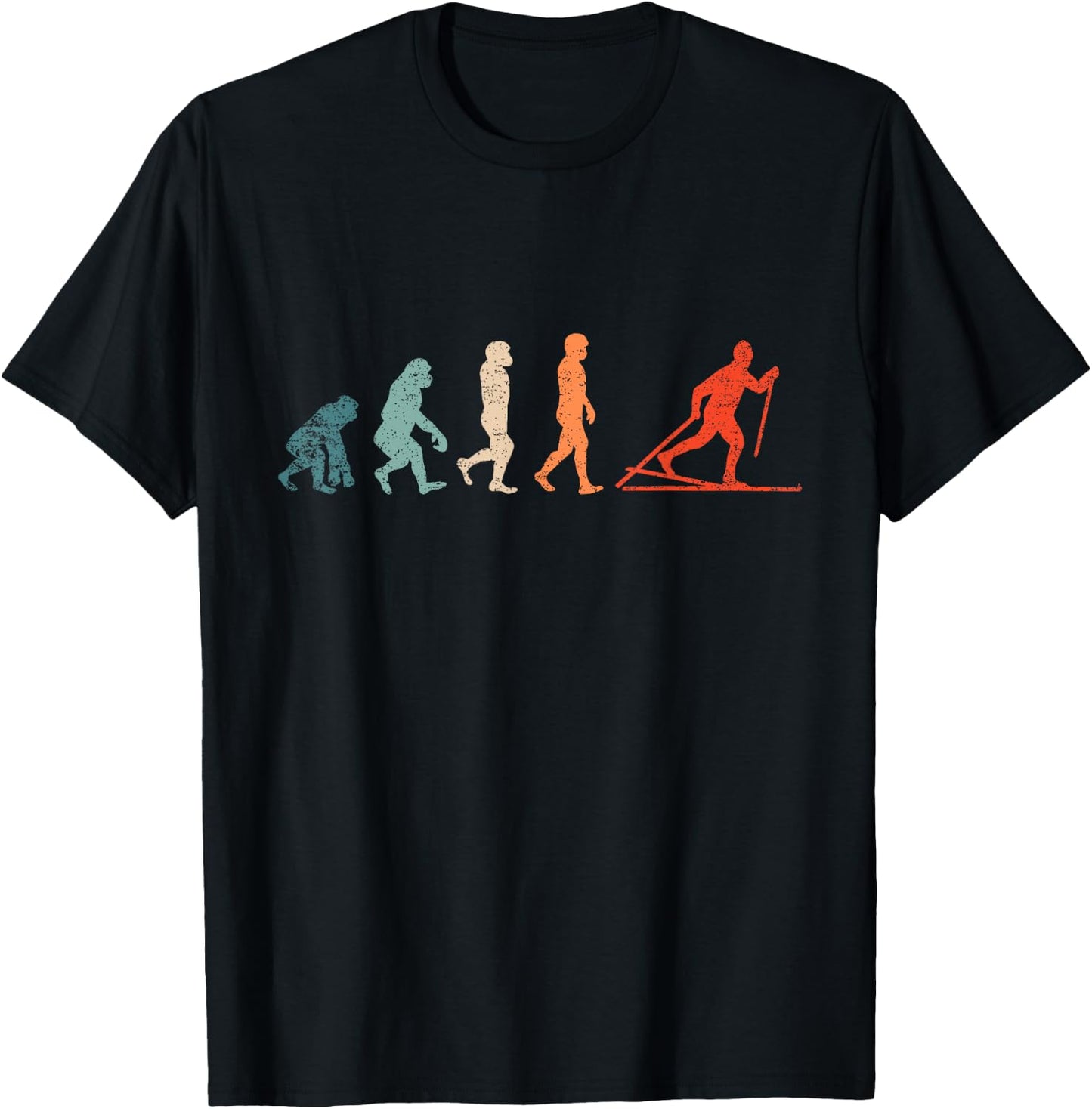 Cross Country Evolution XC Skiing Outfit Funny Ski T-Shirt - T-Shirt | Black