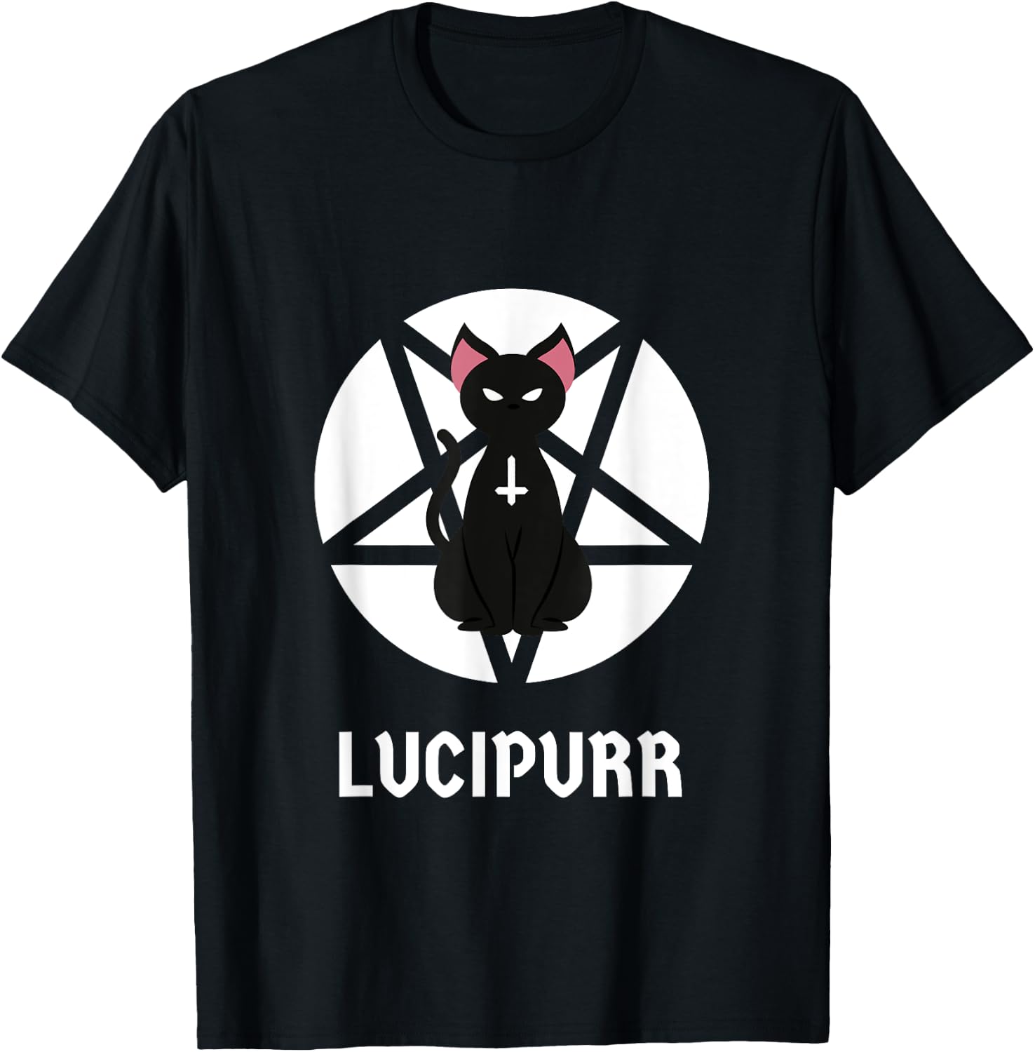 Hail Lucipurr Occult Satanic Cat Antichrist Goth Lucifer 666 Men Women T-Shirt - T-Shirt | Black