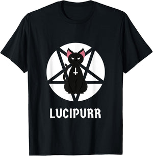 Hail Lucipurr Occult Satanic Cat Antichrist Goth Lucifer 666 Men Women T-Shirt - T-Shirt | Black