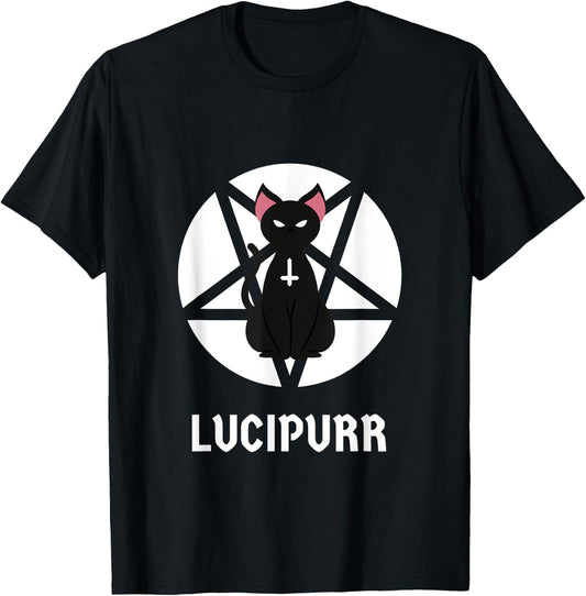Hail Lucipurr Occult Satanic Cat Antichrist Goth Lucifer 666 Men Women T-Shirt - T-Shirt | Black