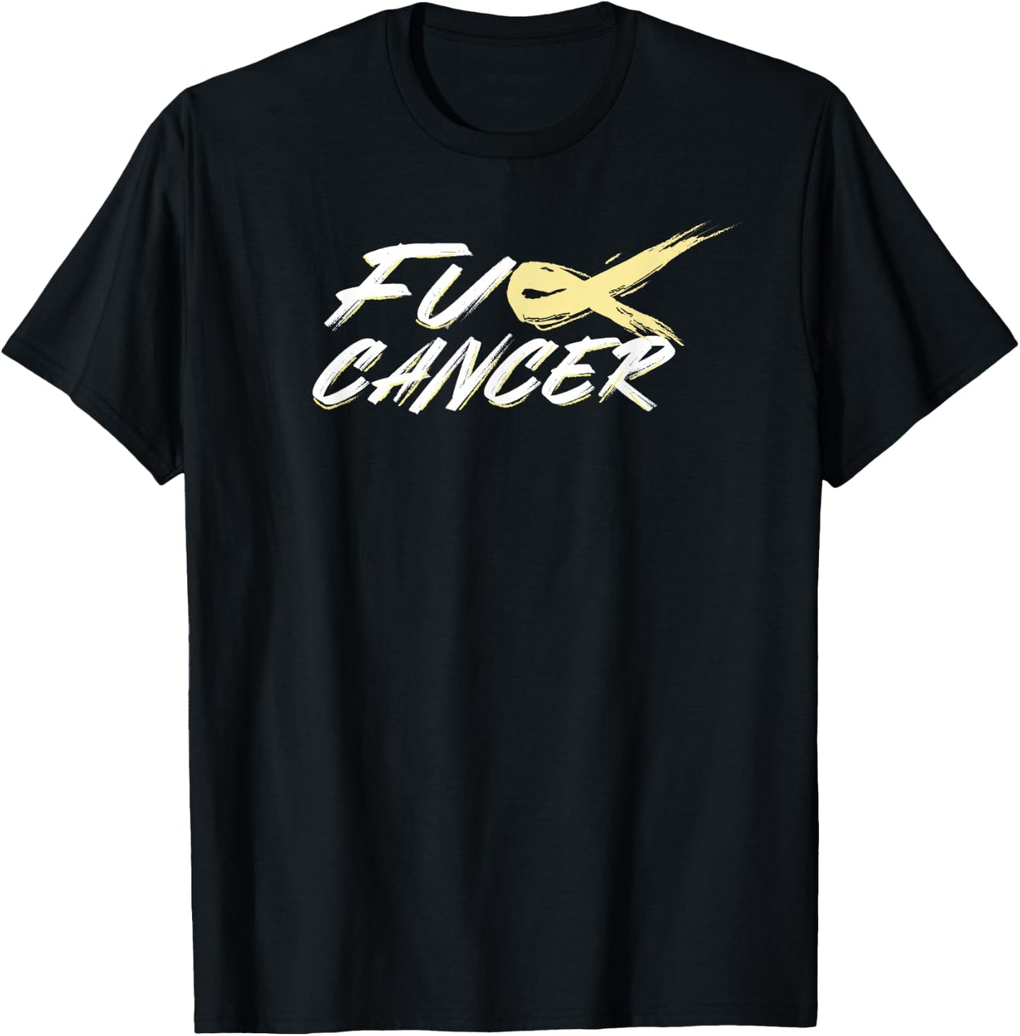 Fuck Bone Cancer F U FU Yellow Ribbon Cancer Awareness T-Shirt - T-Shirt | Black