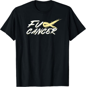 Fuck Bone Cancer F U FU Yellow Ribbon Cancer Awareness T-Shirt - T-Shirt | Black