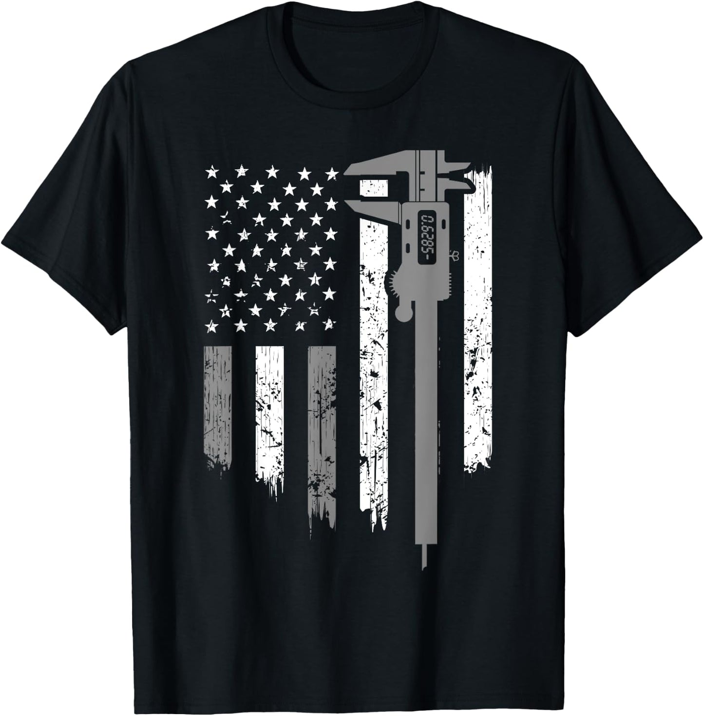 Funny USA Flag CNC Mechanic Tools Machinist Gift Men Women T-Shirt - T-Shirt | Black
