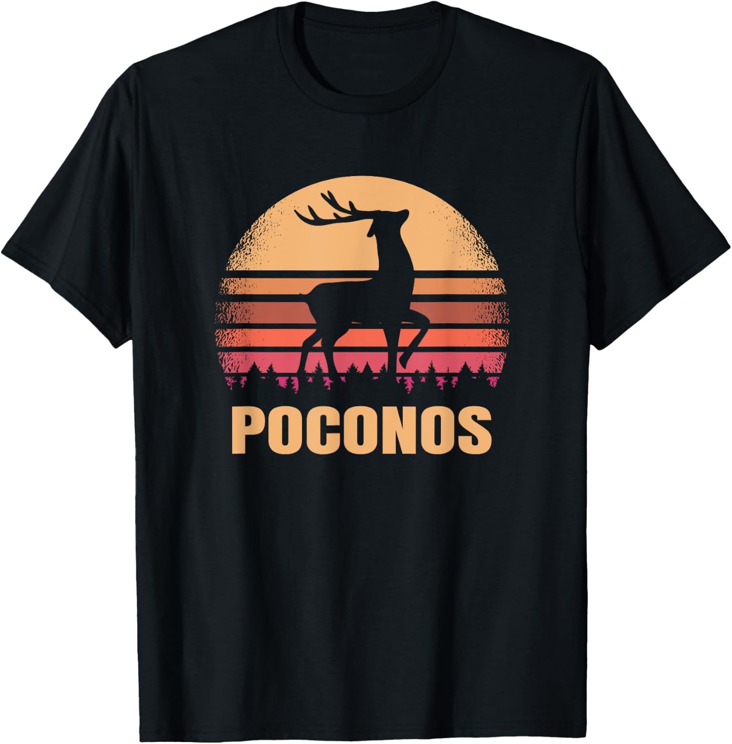 Poconos Pennsylvania Vintage Deer PA Distressed Buck T-Shirt - T-Shirt | Black