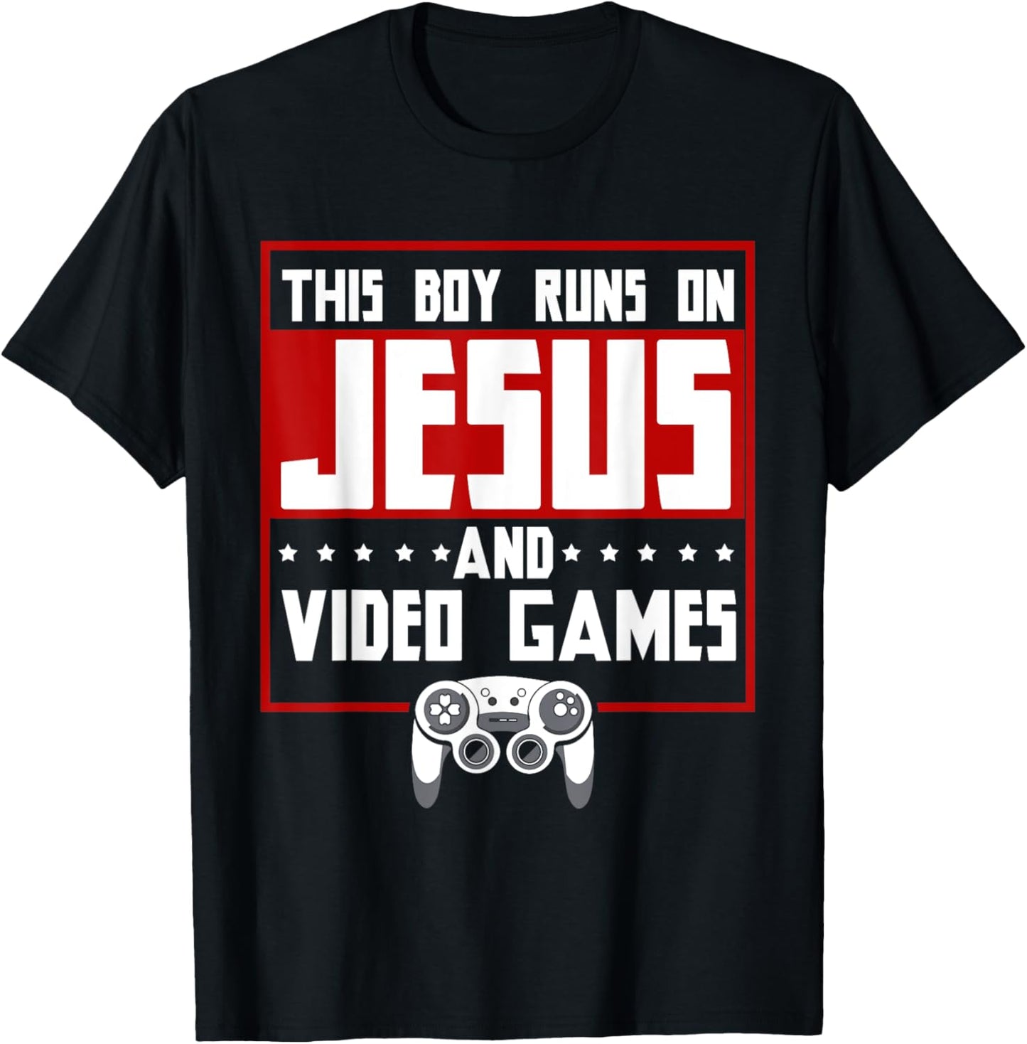 This Boy Runs On Jesus And Video Games Christian T-Shirt - T-Shirt | Black