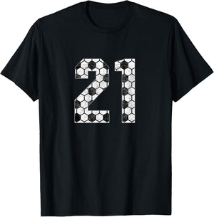 Soccer #21 Love Soccer Mom Favorite Player Jersey Number 21 T-Shirt - T-Shirt | Black