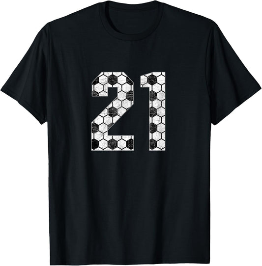 Soccer #21 Love Soccer Mom Favorite Player Jersey Number 21 T-Shirt - T-Shirt | Black