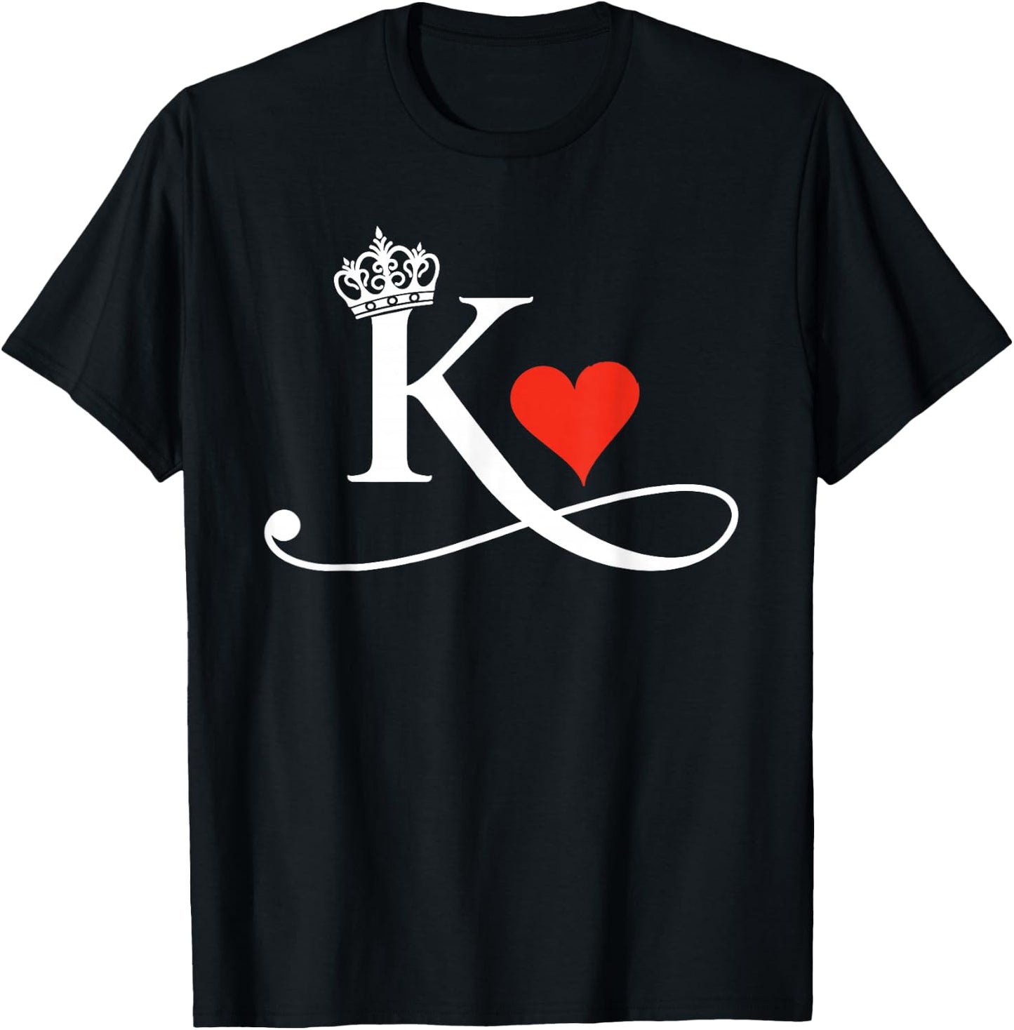 King & Queen of Hearts Matching Couple Saint Valentine's Day T-Shirt - T-Shirt | Black